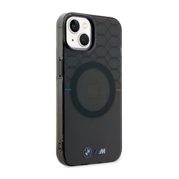 Coque - BMW - iPhone 14 - Grå - Hexagonalt mönster - Polykarbonat och TPU