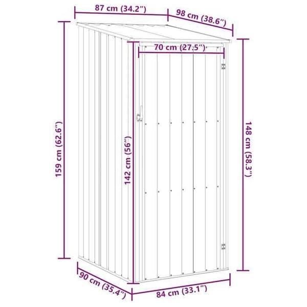 vidaXL Trädgårdsskjul Brun 87x98x159 cm Galvaniserat stål 46292
