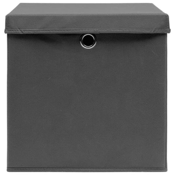 vidaXL Förvaringsboxar med lock 4 st 28x28x28 cm Grå