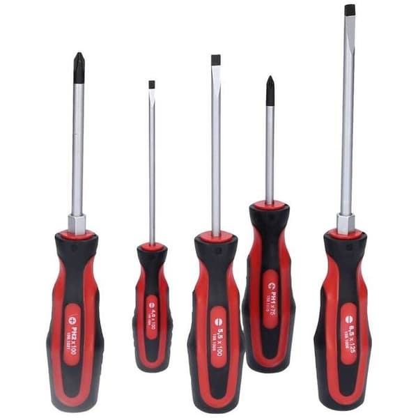 Set med 5 skruvmejslar - KS TOOLS - Platta spetsar - Kromvanadin