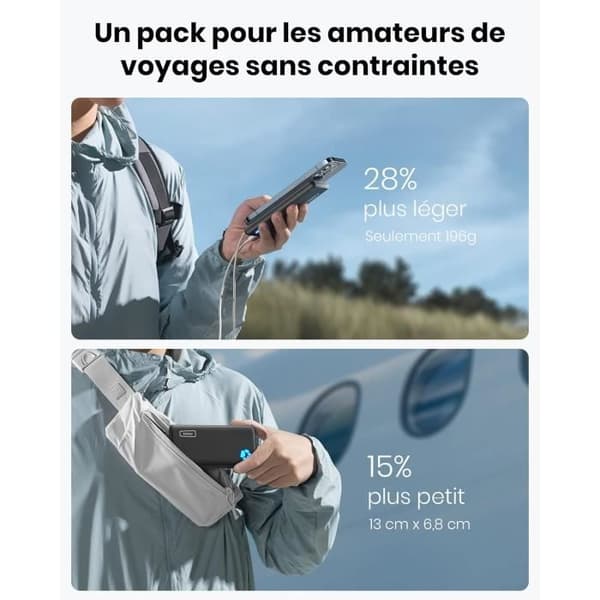 Batteri Extern - INIU - 10000mAh - USB C PD3.0 - QC4.0 - Snabbladdning
