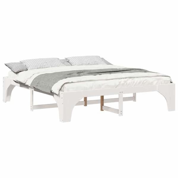 vidaXL Sängram Vit 200 x 200 cm Massivt trä