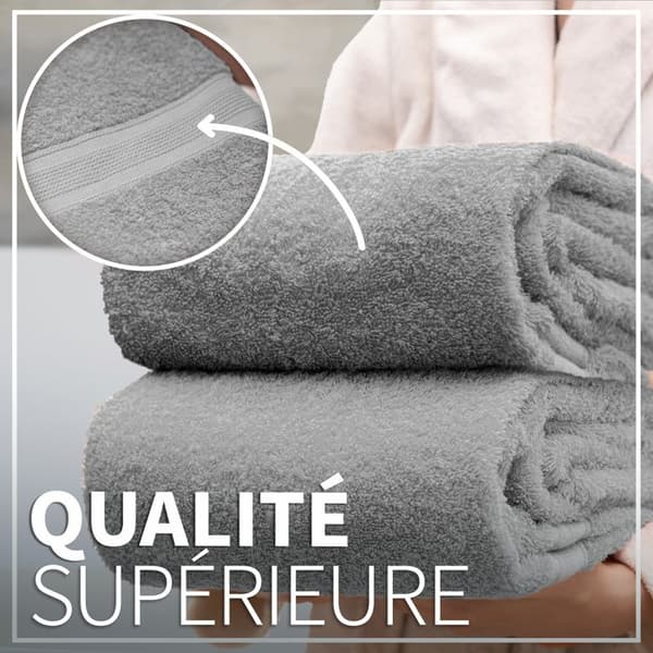Frottéhanddukar 2-pack 70x140cm, 100% bomull, silvergrå