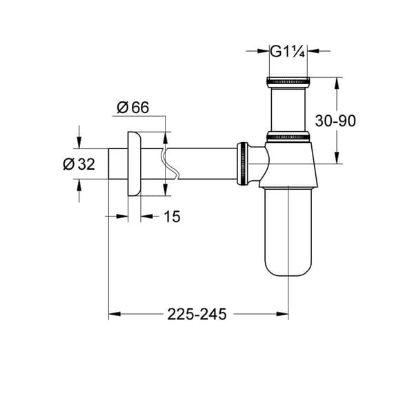 Siphon - GROHE - 28920000 - Inox - 1 1/4" - Handfat