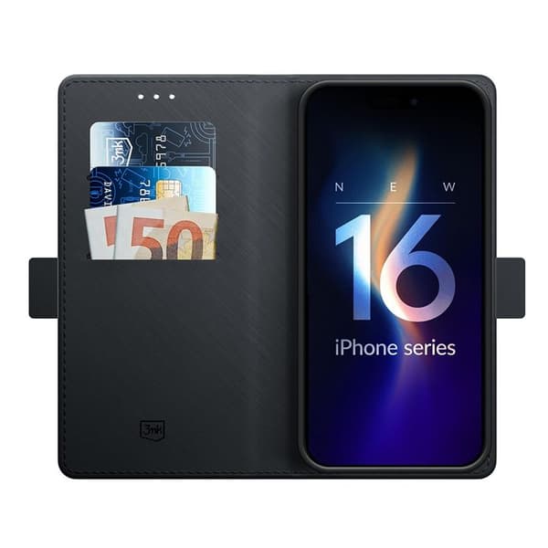3mk Wallet Case plånboksfodral för iPhone 16 Pro - Svart