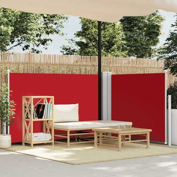 vidaXL Infällbar sidomarkis Röd 100 x 600 cm