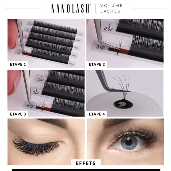 Extensions av fransar - Nanolash - Volymfransar - C curl - 0.05 mm - 6-13 mm mixad