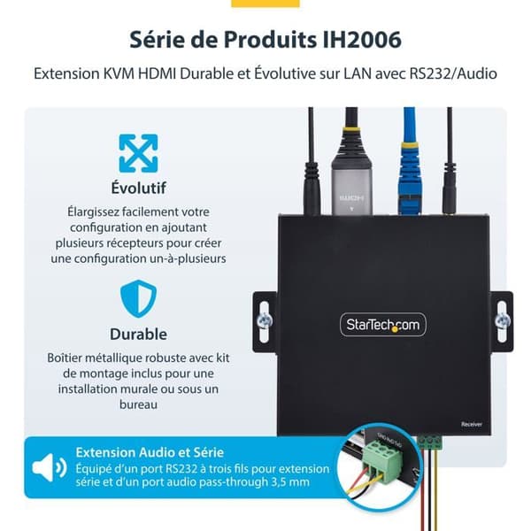 KVM HDMI-extender - STARTECH - 4K 60Hz - Drivrutinsfri - Plug-and-play - Metall