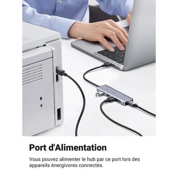 USB 3.0-hubb - UGREEN - Aluminium - 4 portar - Hög överföringshastighet - Vit