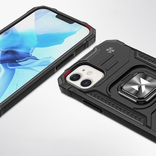 Svart magnetiskt skyddsfodral Ring Armor för iPhone 14 Plus