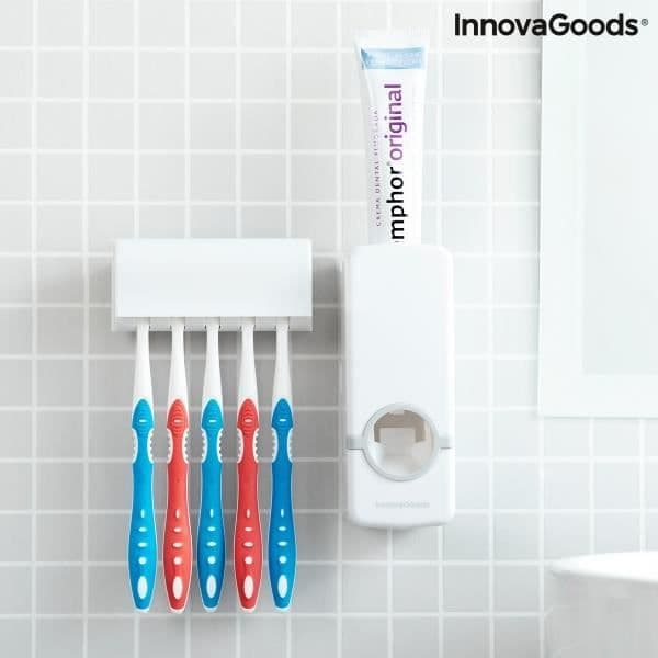 Väggmonterad tandkrämdispenser – InnovaGoods – Med tandborsthållare