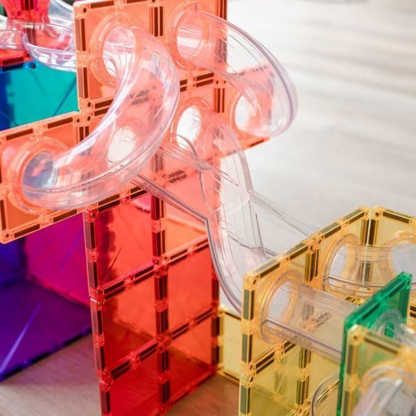 CONNETIX Byggset Magnetiska Plattor Regnbåge Bollbana Paket, 66 Delar