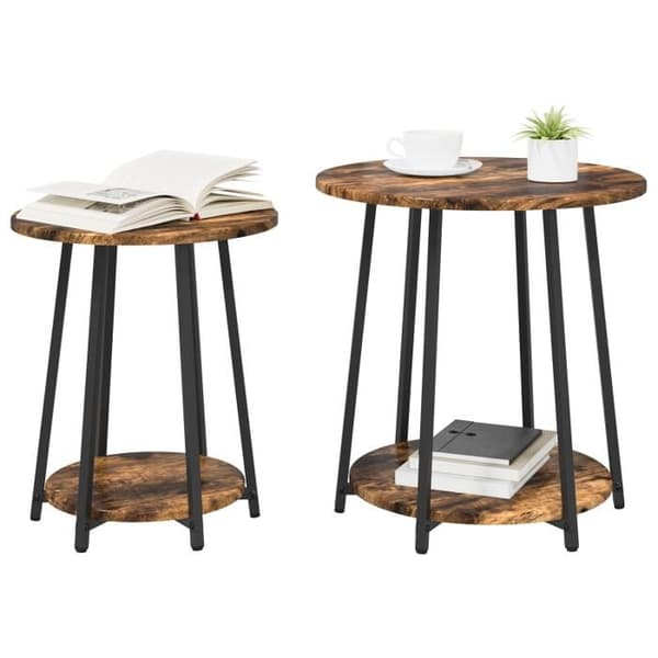 Sidobord - Rökt ek - Rund - Oljad yta - Modern design