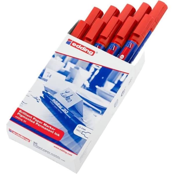 Marker - edding - 4-30002-10 - Glänsande Bläck - Rund Spets - Röd
