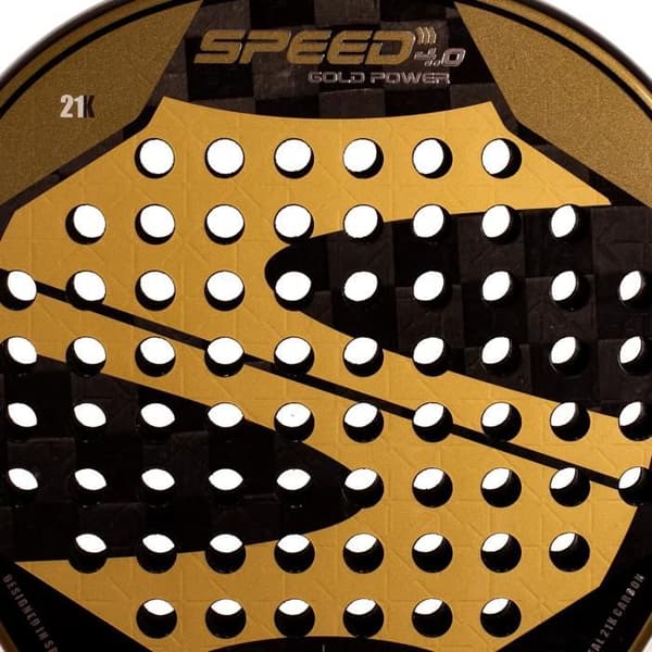 Padelracket - SOFTEE - Power 4.0 - Guldtoner (guld effekt) - Kolfiber 21K - Grova 3D ytor