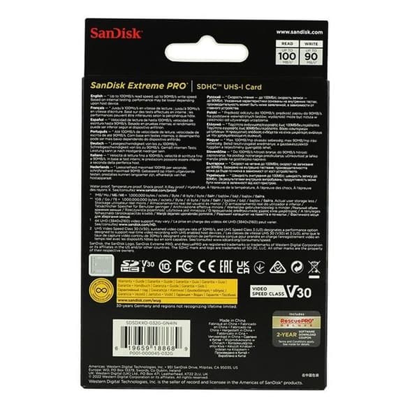 SanDisk Extreme Pro SDHC UHS-I U3 Class10 32 Go