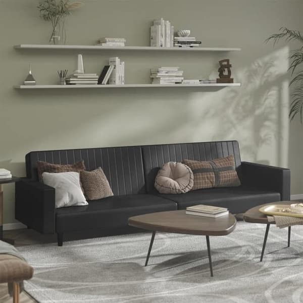 vidaXL 2-sits bäddsoffa svart konstläder 375951