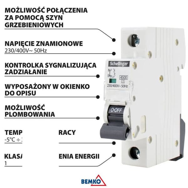 Modulär strömbrytare 1P - SCHELINGER - BK-A02-G7-1P-C10 - 10A - Kurva C - 4kV