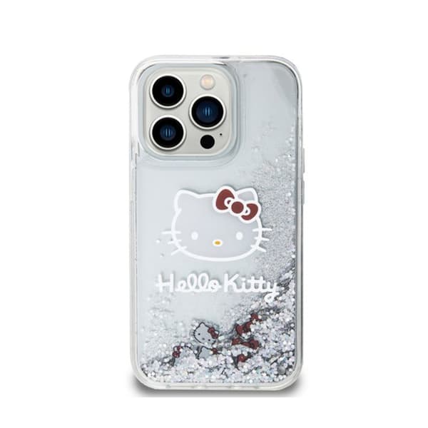 Telefonfodral - Hello Kitty - iPhone 15 Pro - Silver - Mjuk - Glitter