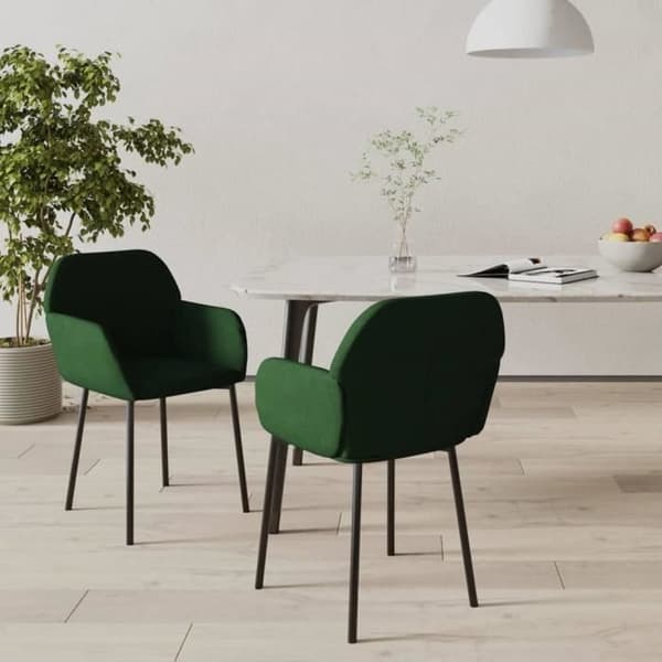 vidaXL Matstolar 2 st Mörkgrön sammet 344703