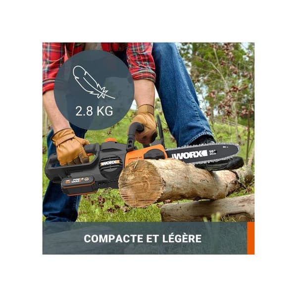 Kedjesåg - WORX - 20V PowerShare - Trådlös - 25 cm - Lätt och kompakt
