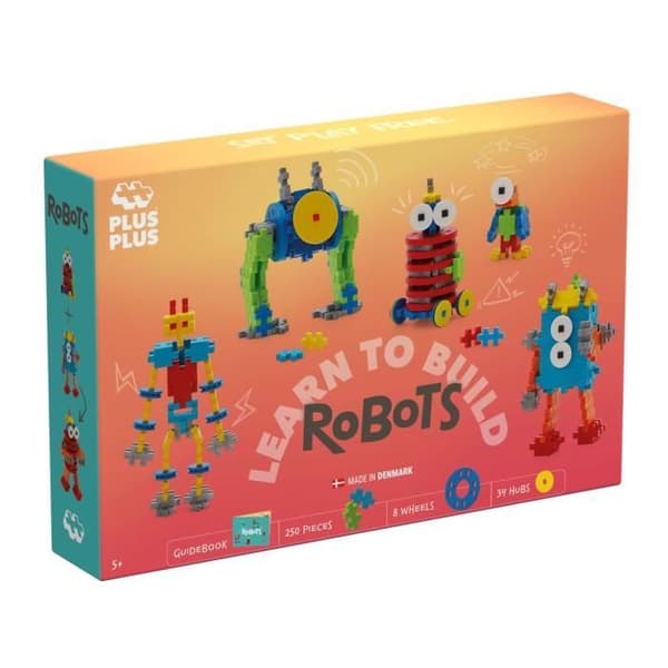 Byggset robotar - PLUS PLUS - Upptäcktskit Robotar - 250 bitar - Olika tillbehör ingår