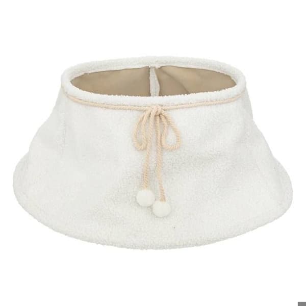 Cache pied de sapin bouclette D.56cm vit vit - Féeriska ljus & jul