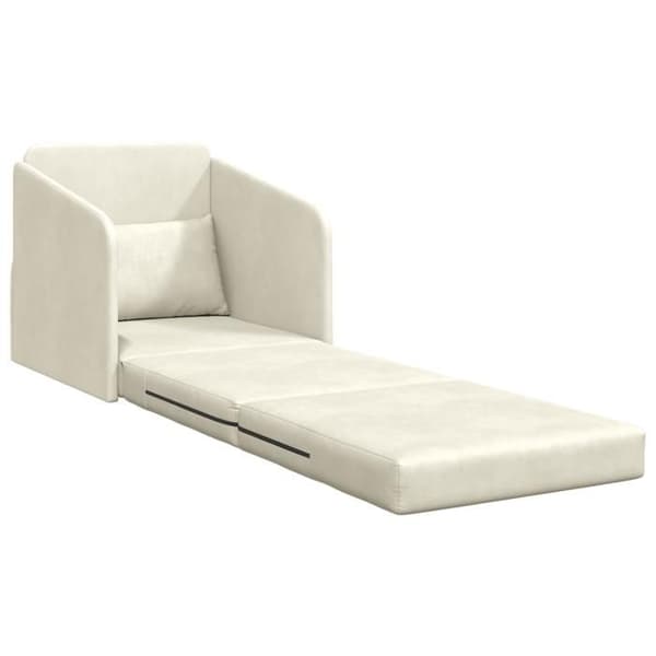 Sängsoffa på golvet 2 i 1 kräm 65x80x83 cm i sammet