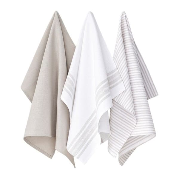 Set om 3 handdukar med ränder ESSENTIAL - TODAY - Beige 50x70 cm