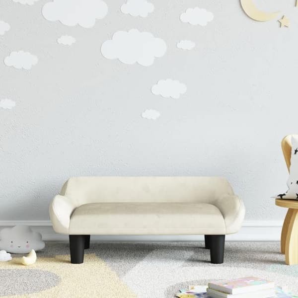 vidaXL Barnsoffa kräm 70x40x24 cm sammet, mini soffa, mini soffa-stol, mini soffa för barn, soffa av 3196355