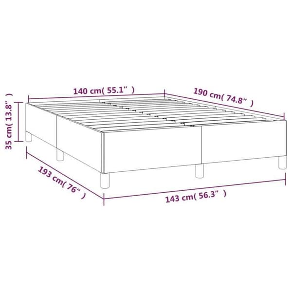 vidaXL Sängram utan madrass mörkgrå 140x190 cm sammet 347319