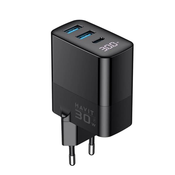 Laddare - HAVIT - UCLE001 EU - 30W - 2x USB - Typ-C - Snabbladdning