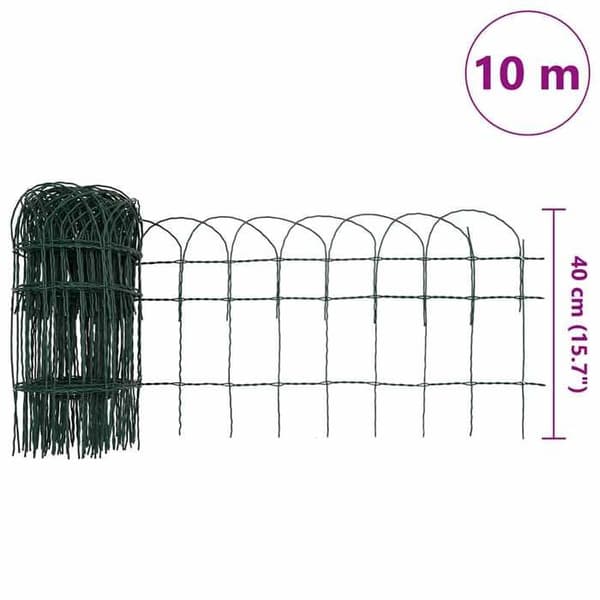 vidaXL gräsmatta pulverlackerad järn 10x0,4 m