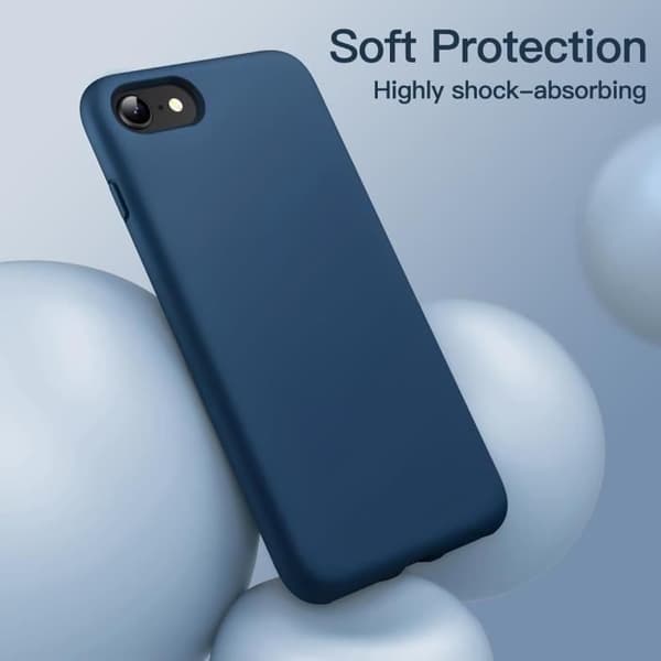 Coque en silicone - JETech - iPhone SE 3/2, 8, 7 - Complet skydd - Mikrofiberfoder - Kobaltblå