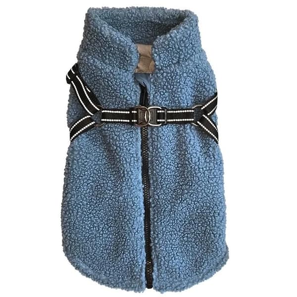 Hundmantel 2 i 1 Nobby Pet Plis - Blå - 20 cm