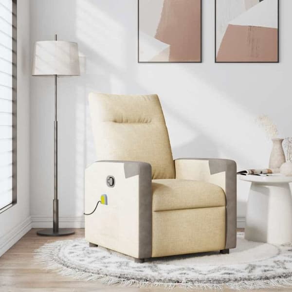 Massagestol - Lutbar - Kräm och grå - 6 massagepunkter - Nutida design