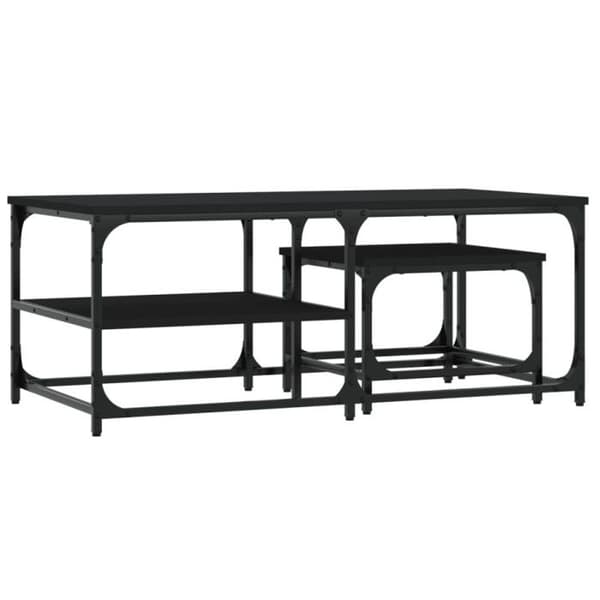 vidaXL Häckande soffbord 2 st Black Engineered Wood 835394