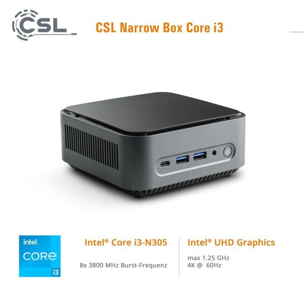 Mini PC - CSL - Smal låda - Core i3 - 32 GB RAM - 1000 GB SSD - Windows 11 Pro