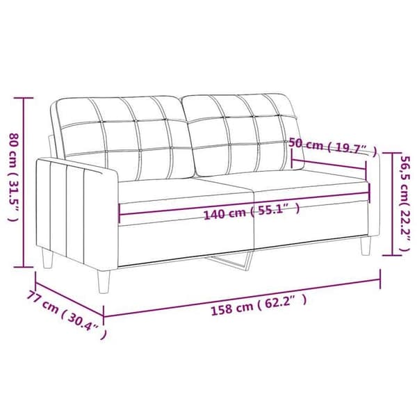 vidaXL 2-sits soffkräm 140 cm Tyg 359093
