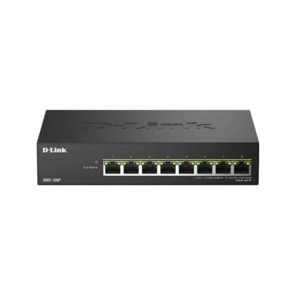D-Link DMS-108P/E switch 8 portar 2.5G PoE utan hantering metallhölje