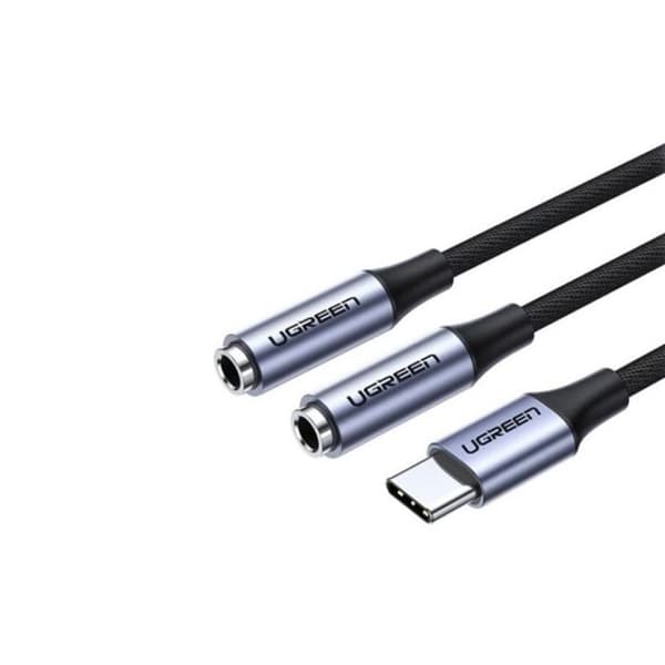 Ljudadapter - Ugreen - 30732 - Typ-C till 2x Jack 3,5 mm - Svart - Ljudöverföring
