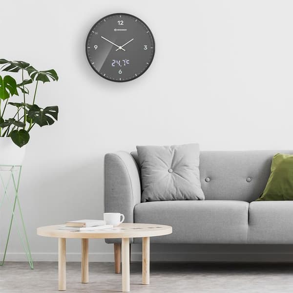 Väggklocka - BRESSER - MyTime LEDsec - LED-display sekunder - Termometer - DCF-radio