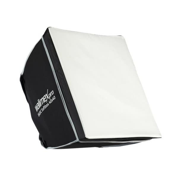 Walimex pro Basic Softbox Ljuslåda 40 x 40 cm, vridbar 360°, med fram- och mellan diffusor, transportväska, adaptern