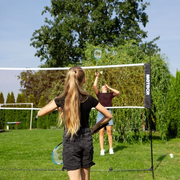 Badminton nät METEOR - Bärbart - Stänger ingår - 4,1 x 2,2 m - Svart