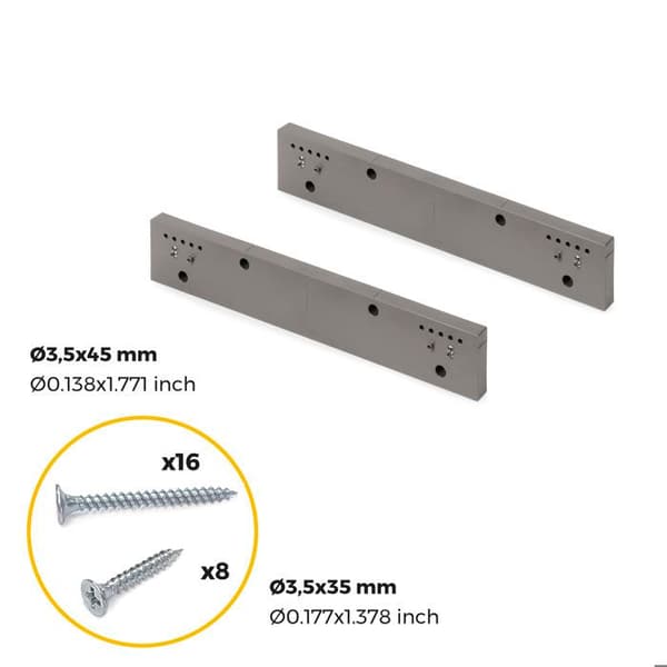 Emuca Ensemble av 2 sidostöd för Quartz-ram, Plast, Titan