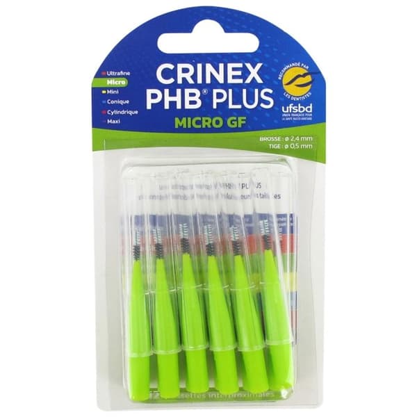 Interdentalborste - CRINEX - PHB Plus Micro Plus GF - Micro - Grön - 12 enheter
