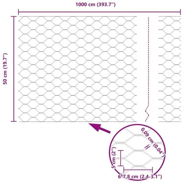 vidaXL Hexagonal stängsel Grön 0,5 x 10 m PVC 42005336
