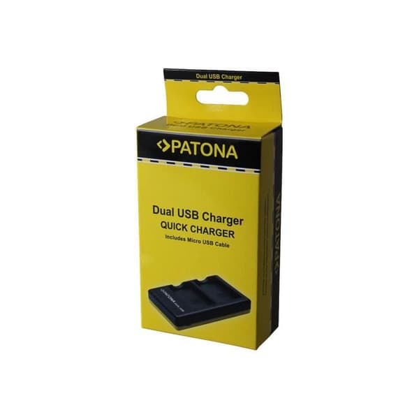 PATONA Dual Quick-Charger 700mA USB-batteriladdare för Olympus E-PL1s, E-PL2, E-PM2; OM-D E-M10; Stylus 1