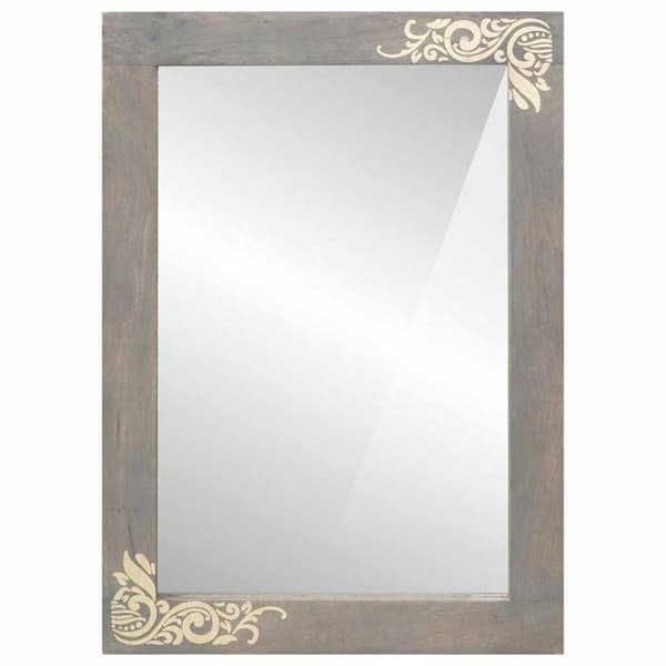 Rektangulär badrumsspegel - vidaXL - 70x50x2,5 cm - Grå - Glas och mangoträd - Modern design