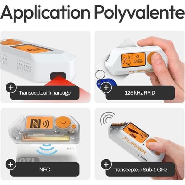 db-tronic Flipper Zero — Multifunktionsapparat RFID/NFC Sub‑GHz IR med GPIO, Vit